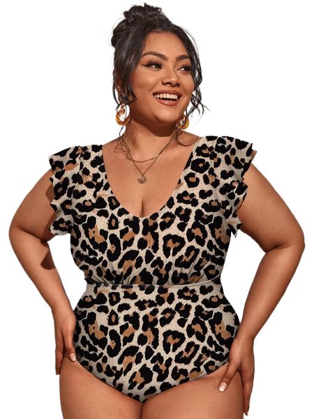plus leopard print ruffle one piece swimsuit 29wx#, White;black
plus leopard print ruffle one piece swimsuit 29wx#, White;black