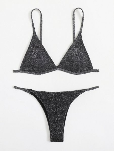 sparkly glitter triangle bikini swimsuit u9rd#, White;black