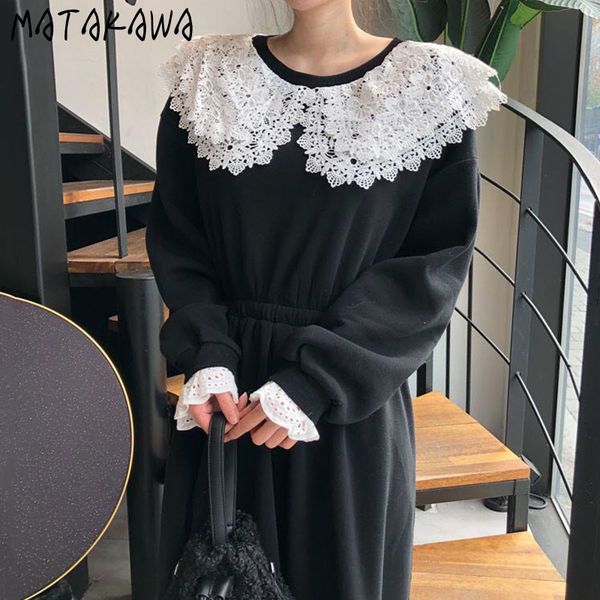 slim waist plus velvet sweatshirt long woman dress korean chic femme robe retro round neck lace stitching vestidos 210506, Black;gray
slim waist plus velvet sweatshirt long woman dress korean chic femme robe retro round neck lace stitching vestidos 210506, Black;gray