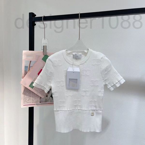 women's knits & tees designer 2022 new summer fashion jacquard letter solid color round neck slim fit simple pullover knitted women, White
women's knits & tees designer 2022 new summer fashion jacquard letter solid color round neck slim fit simple pullover knitted women, White