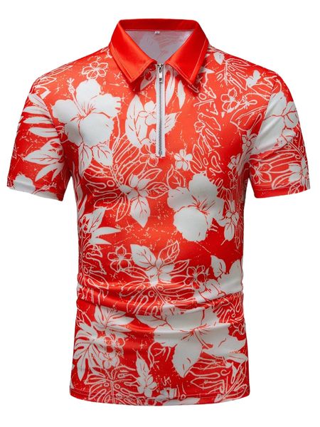 men random floral print polo shirt l3ps#, White;black