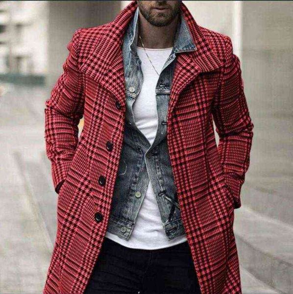 men's wool & blends autumn and winter fashion plaid lapel coat medium length over long for men red t220810, Black
men's wool & blends autumn and winter fashion plaid lapel coat medium length over long for men red t220810, Black
