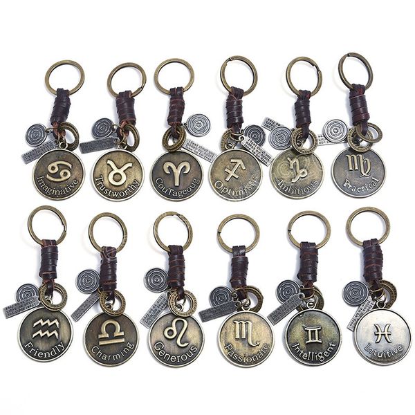 retro horoscope disc keychain leather weave 12 bronze constell key ring bag hangs holder rings for women men fashion jewelry, Slivery;golden
retro horoscope disc keychain leather weave 12 bronze constell key ring bag hangs holder rings for women men fashion jewelry, Slivery;golden