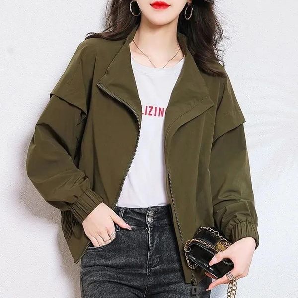 women's jackets short coats splicing style women's loose casual outwear bat sleeve stand collar zipper spring autumn female trend, Black;brown
women's jackets short coats splicing style women's loose casual outwear bat sleeve stand collar zipper spring autumn female trend, Black;brown