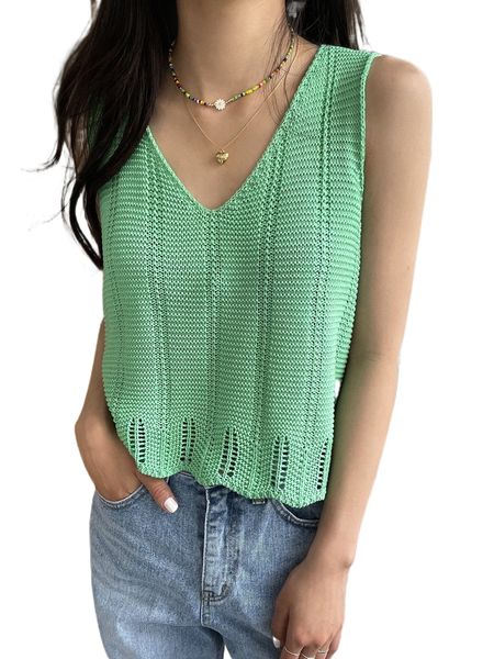 dazy solid v neck scallop hem sweater vest e15x#, White;black