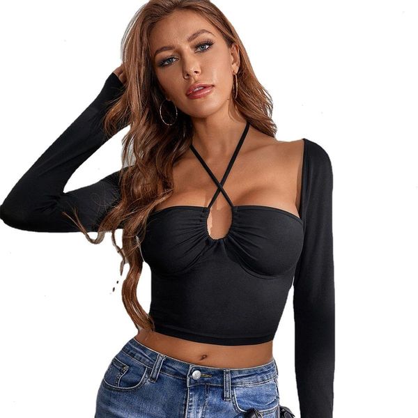 hollow out women shirt halter basic crop y2k black off-the-shoulder long sleeve spring t shirts casual streetwear tees, White
hollow out women shirt halter basic crop y2k black off-the-shoulder long sleeve spring t shirts casual streetwear tees, White