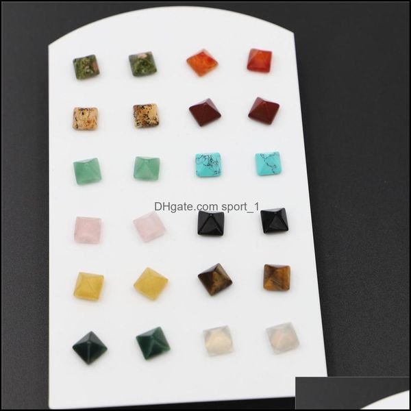 stud earrings jewelry 8x8mm pyramid natural stone crystal tiger eye rose quartz turquoises amethyst red agate beads earring for w dhfud, Golden;silver
stud earrings jewelry 8x8mm pyramid natural stone crystal tiger eye rose quartz turquoises amethyst red agate beads earring for w dhfud, Golden;silver