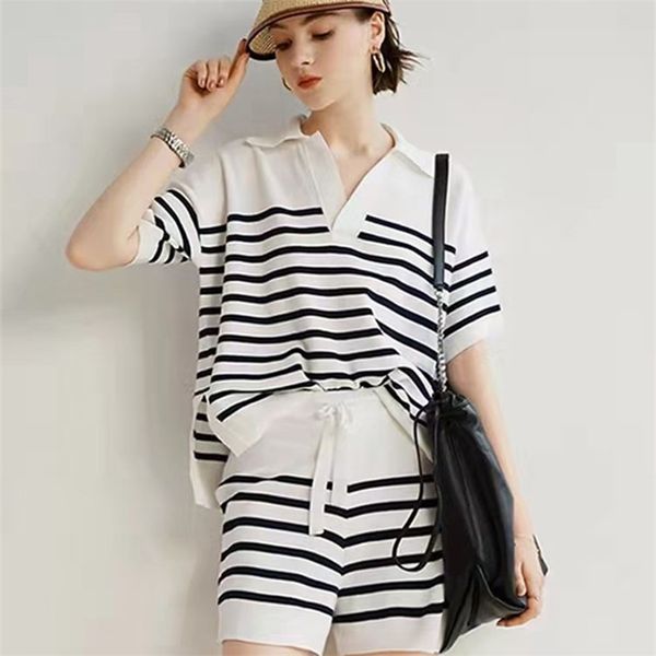 summer womens polo collar colorblock striped short sleeve tshirt design casual fashion wide leg shorts two piece knit cotton 220627, Gray
summer womens polo collar colorblock striped short sleeve tshirt design casual fashion wide leg shorts two piece knit cotton 220627, Gray