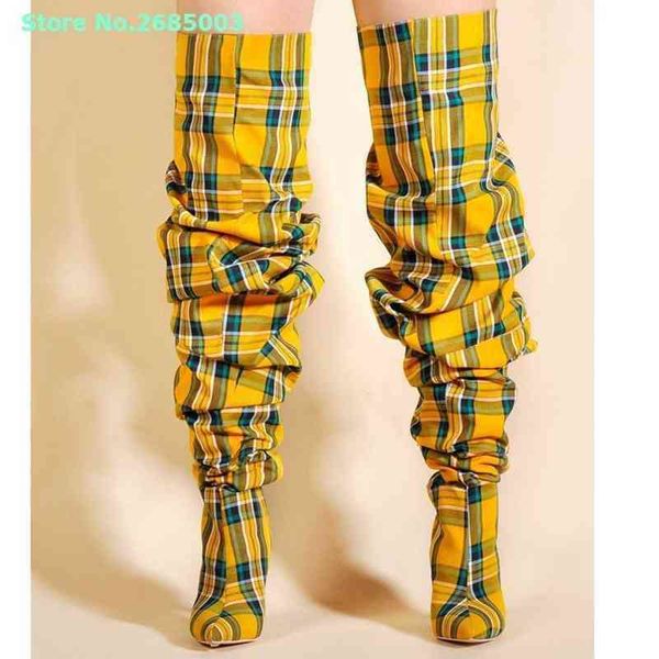 mixed colors plaid boots pointed toe thin high heels over the knee side zipper women fashion spring autume long boots party 220514, Black
mixed colors plaid boots pointed toe thin high heels over the knee side zipper women fashion spring autume long boots party 220514, Black