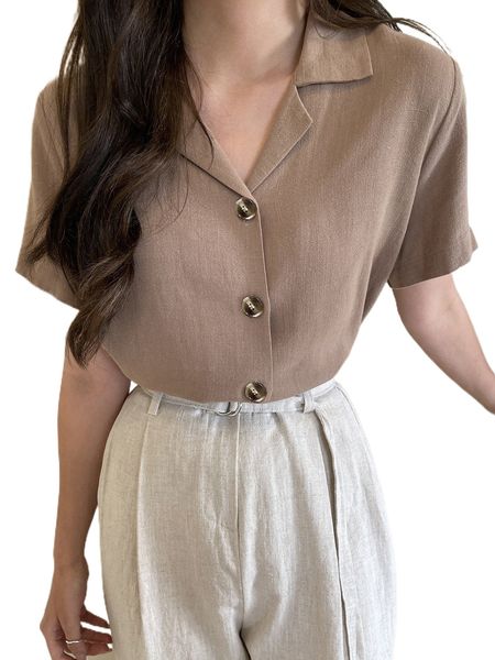 dazy lapel neck button front shirt t6zf#, White