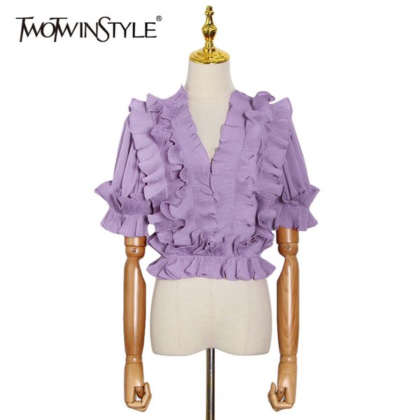 white patchwork ruffle shirt for women v neck short sleeve elegant blouse female spring clothing fashion 210423
white patchwork ruffle shirt for women v neck short sleeve elegant blouse female spring clothing fashion 210423