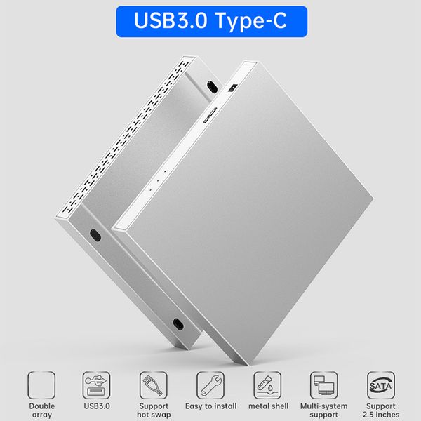 

2.5 inch aluminum hdd case 2.5" double disk array box sata to usb 3.0 external hard drive enclosure support 20tb hard drive