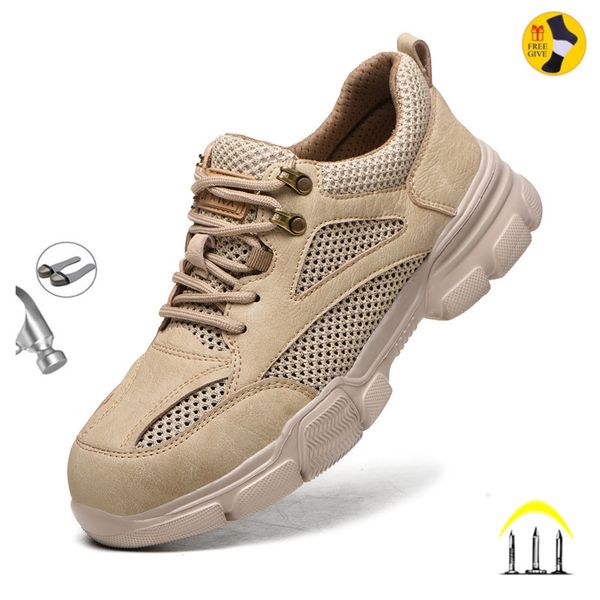 cowhide men work shoes genuine leather breathable mesh steel toe anti smashing safety shoes sneakers indestructible shoes, Black;brown
cowhide men work shoes genuine leather breathable mesh steel toe anti smashing safety shoes sneakers indestructible shoes, Black;brown