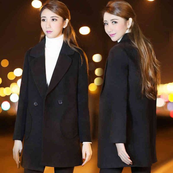 women's wool & blends small woolen coat women's medium and long korean solid color spring autumn is slim qbmx, Black
women's wool & blends small woolen coat women's medium and long korean solid color spring autumn is slim qbmx, Black