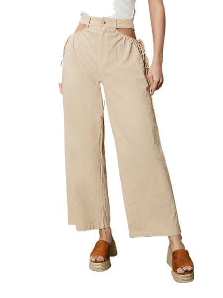 cut out knot side wide leg pants e92i#, Black;white
cut out knot side wide leg pants e92i#, Black;white