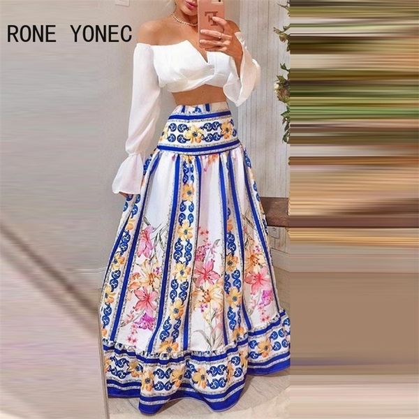 women chic v neck off shoulder long flared sleeves solid and all over print bottoms skirt sets 220318, White
women chic v neck off shoulder long flared sleeves solid and all over print bottoms skirt sets 220318, White