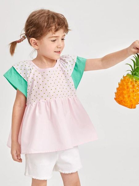 toddler girls batwing sleeve polka dot & colorblock she, White;black
toddler girls batwing sleeve polka dot & colorblock she, White;black