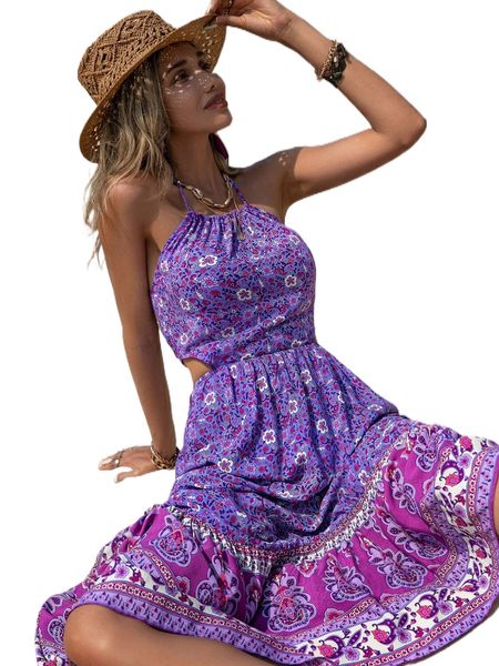 rusttydustty floral print tie backless cut out halter dress a17c#, Black;gray
rusttydustty floral print tie backless cut out halter dress a17c#, Black;gray