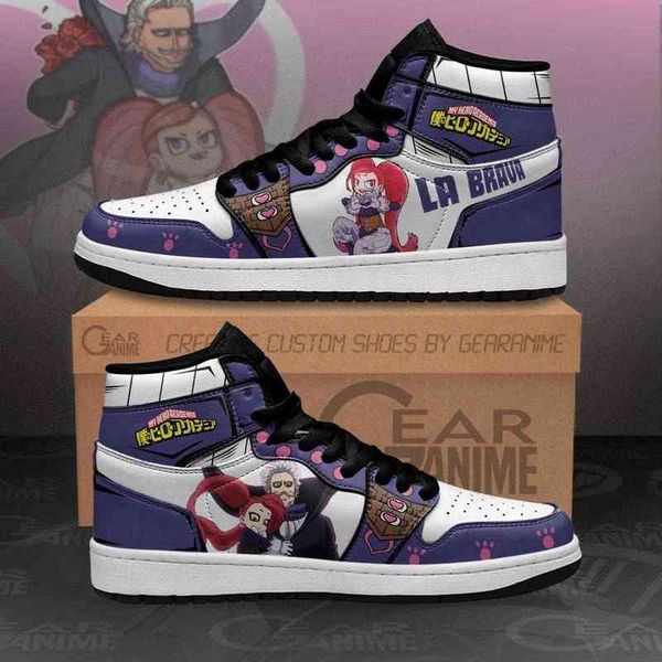 gentle criminal and la brava sneakers mha custom anime shoes, Black