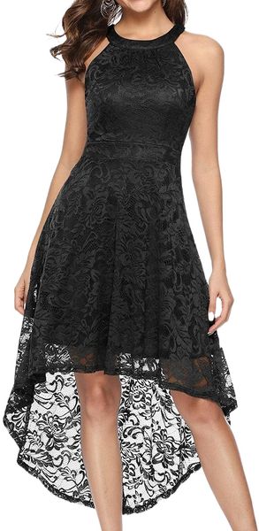 women's halter hi-lo floral lace cocktail dress sleeveless bridesmaid formal swing dress 03ge#, White;black
women's halter hi-lo floral lace cocktail dress sleeveless bridesmaid formal swing dress 03ge#, White;black