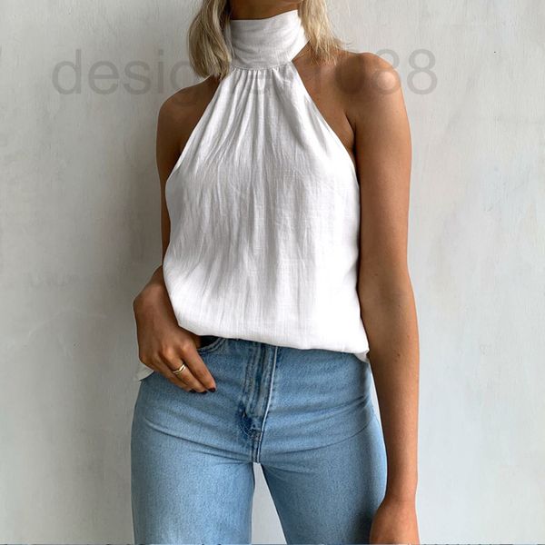 women's tanks & camis designer clothing 2022 summer versatile wide truffle back strap stand neck hanging vest women's wo6o, White