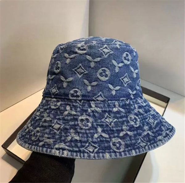 Image of Cowboy Bucket Hat Casual Luxury Unisex Designers Caps Women Mens Designer Hats Cool Casquette Denim Print Fitted Cap Men Beanie