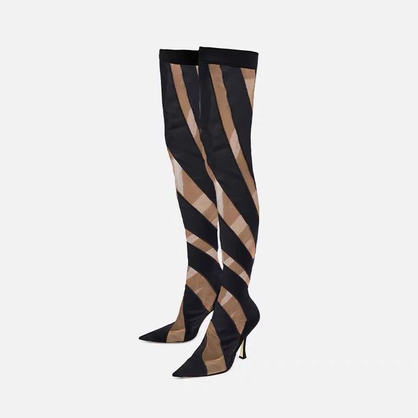 2022 real leather stiletto high heels shoes knee boot thigh-high booties pillage pointed toes hollowed out satin catwalk wedding mix colour, Black
2022 real leather stiletto high heels shoes knee boot thigh-high booties pillage pointed toes hollowed out satin catwalk wedding mix colour, Black