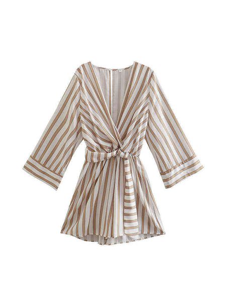 2022 spring women fashion vertical striped knotted jumpsuit casual long sleeve v neck female jumpsuit l220714, Black;gray
2022 spring women fashion vertical striped knotted jumpsuit casual long sleeve v neck female jumpsuit l220714, Black;gray