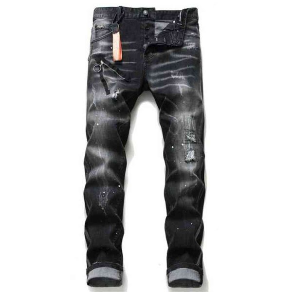 black retro streetwear men jeans elastic cotton ripped italian style vintage designer slim punk pants, Blue
black retro streetwear men jeans elastic cotton ripped italian style vintage designer slim punk pants, Blue