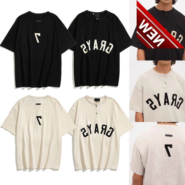 style fog essentials season 7 main line 7 letter flocking henry collar short sleeve men's t-shirt women's, White;black
style fog essentials season 7 main line 7 letter flocking henry collar short sleeve men's t-shirt women's, White;black