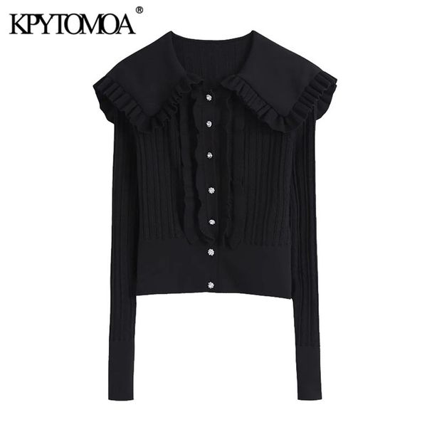 kpytomoa women fashion buttons ruffled knitted cardigan sweater vintage long sleeve female outerwear chic 210308, White
kpytomoa women fashion buttons ruffled knitted cardigan sweater vintage long sleeve female outerwear chic 210308, White