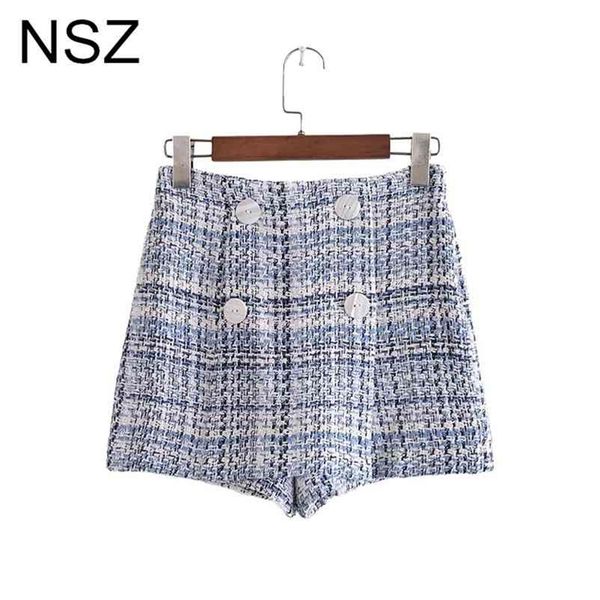 nsz women tweed plaid skirt short double breasted high waist elegant ladies checked short pants 210331, White;black
nsz women tweed plaid skirt short double breasted high waist elegant ladies checked short pants 210331, White;black