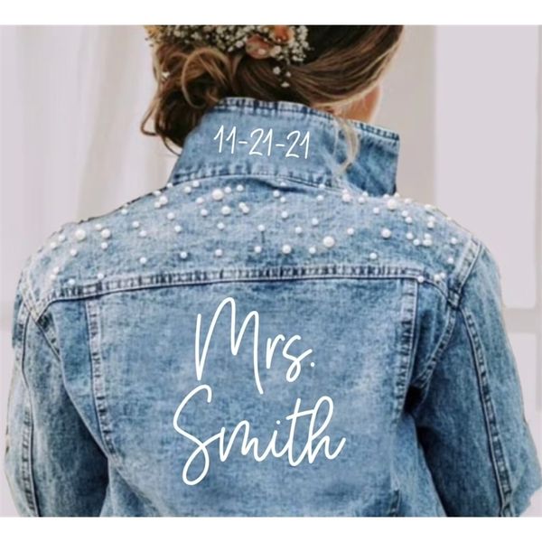 personalized statement denim bridal jacket custom name pearl detailing mrs date placement on collar bride gift 220815, Black;brown
personalized statement denim bridal jacket custom name pearl detailing mrs date placement on collar bride gift 220815, Black;brown