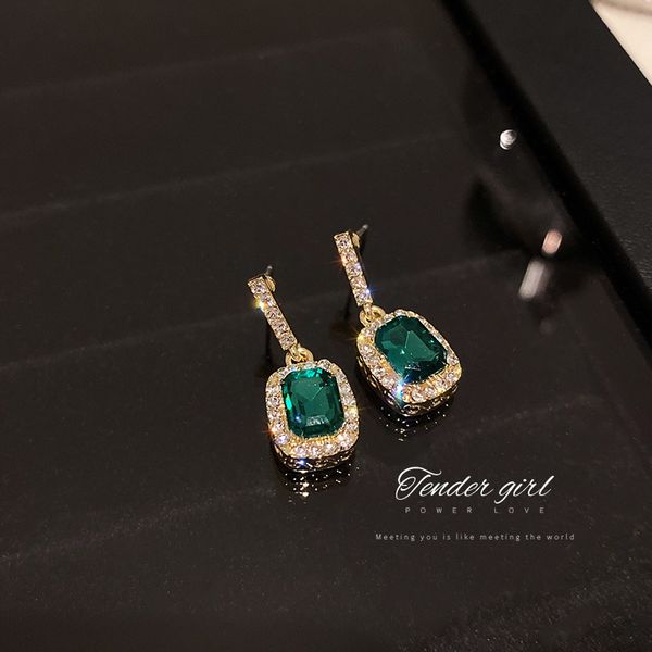 925 silver needle korean simple green gemstone earrings full diamond geometric square ear studs internet celebrity design earrings women, Golden
925 silver needle korean simple green gemstone earrings full diamond geometric square ear studs internet celebrity design earrings women, Golden