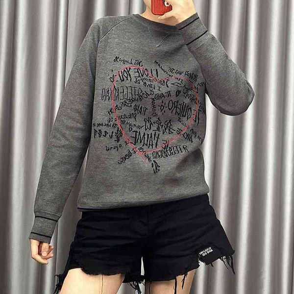 women's polos round neck embroidery love iyou i you grey long sleeved rs' spring and autumn men's women's blouse sweater, White
women's polos round neck embroidery love iyou i you grey long sleeved rs' spring and autumn men's women's blouse sweater, White