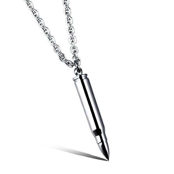 necklace jewelry personality hip hop bullet head stainless steel pendant domineering men's necklace, Silver
necklace jewelry personality hip hop bullet head stainless steel pendant domineering men's necklace, Silver