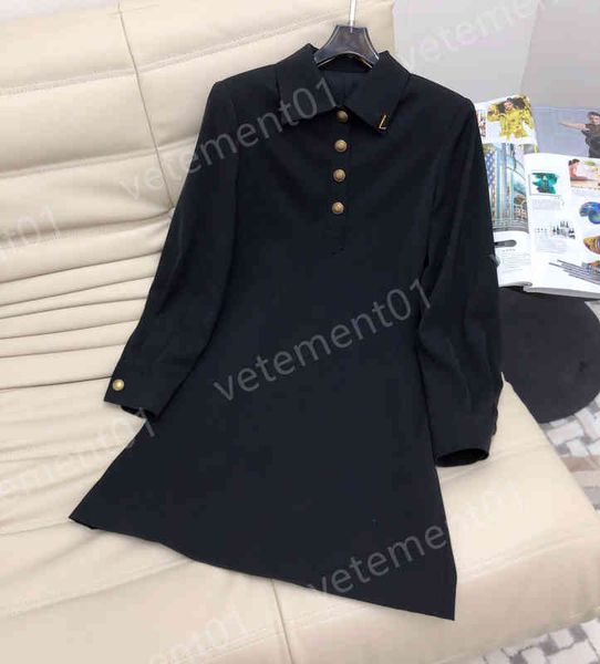 autumn long sleeve designer polo dress collar logo brooch fashion brand women clothes, Black;gray
autumn long sleeve designer polo dress collar logo brooch fashion brand women clothes, Black;gray