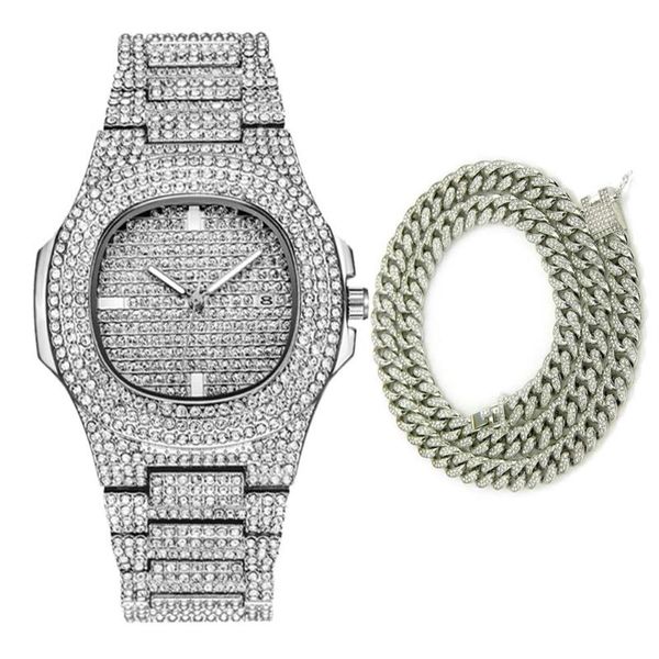 fashion men watches 2020 diamond watch waterproof quartz casual male clock hip hop iced out 18k gold necklace jewelry2748, Slivery;brown
fashion men watches 2020 diamond watch waterproof quartz casual male clock hip hop iced out 18k gold necklace jewelry2748, Slivery;brown