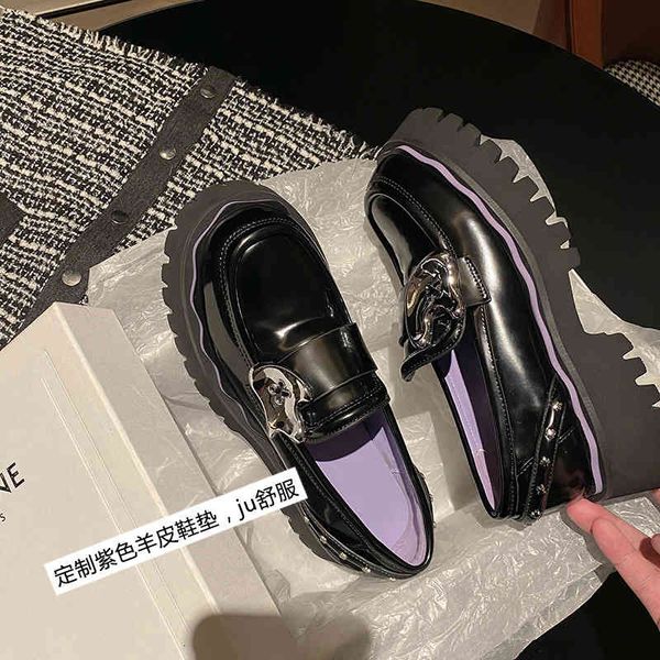 sandals wave bottom temperament thick leffer shoes women's solid color overshoot round head english style muffin small e874, Black
sandals wave bottom temperament thick leffer shoes women's solid color overshoot round head english style muffin small e874, Black