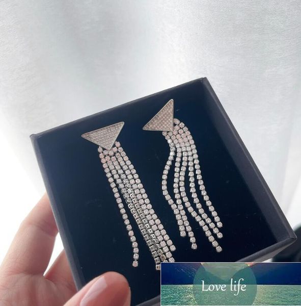 light luxury new inverted triangle earrings european and american high sense long fringe earrings elegance temperament, Silver
light luxury new inverted triangle earrings european and american high sense long fringe earrings elegance temperament, Silver