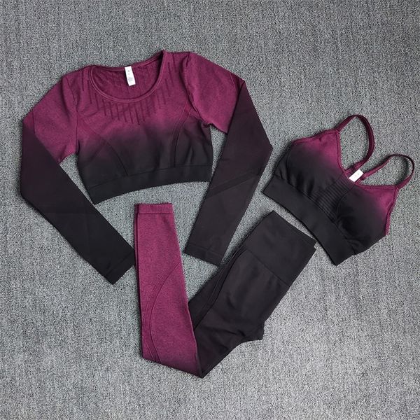 ombre women yoga set workout long sleeve crop sports bra seamless leggings gym clothing fitness sportswear sports suits 220510, Gray
ombre women yoga set workout long sleeve crop sports bra seamless leggings gym clothing fitness sportswear sports suits 220510, Gray