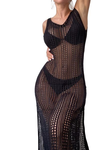 split sheer cover up 88hh#, White;black