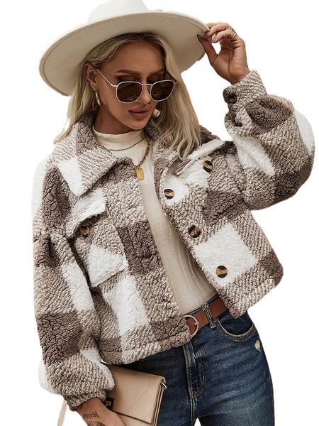 buffalo plaid drop shoulder flap pocket teddy jacket k7rp#, Black;brown
buffalo plaid drop shoulder flap pocket teddy jacket k7rp#, Black;brown