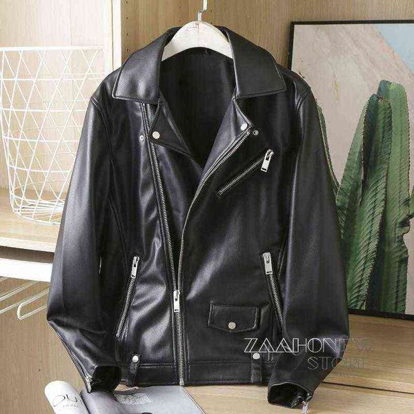 zaahonew 2022 spring autumn men black faux leather jacket fashion zipper biker coat casual solid outwear man t220728
zaahonew 2022 spring autumn men black faux leather jacket fashion zipper biker coat casual solid outwear man t220728