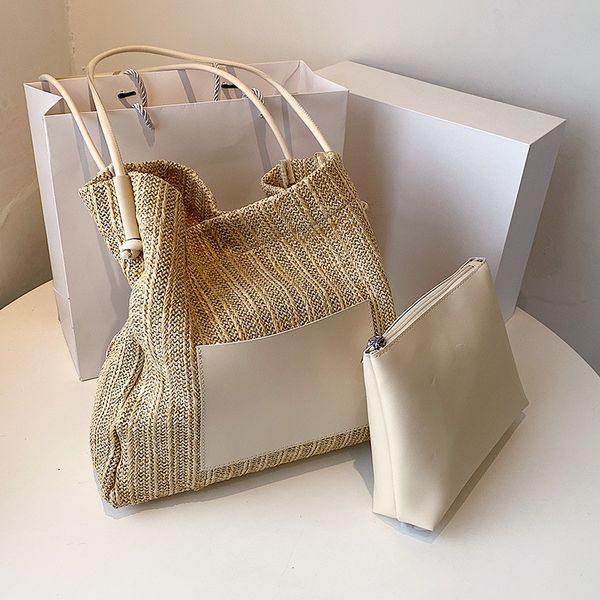 leisure straw woven tote bag shoulder bag fashion handbags women shopping bags with pu wallet 4 colors no box
leisure straw woven tote bag shoulder bag fashion handbags women shopping bags with pu wallet 4 colors no box