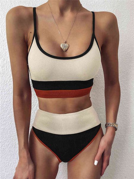 style swimsuit women's holiday simple color contrast swimsuit split three point bikini high waist, White;black
style swimsuit women's holiday simple color contrast swimsuit split three point bikini high waist, White;black