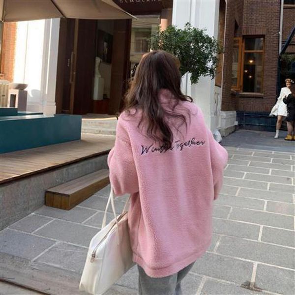women's jackets winter letter pink zippercoat lamb wool keep warm midlength women sweatshir ll220824, Black;brown
women's jackets winter letter pink zippercoat lamb wool keep warm midlength women sweatshir ll220824, Black;brown