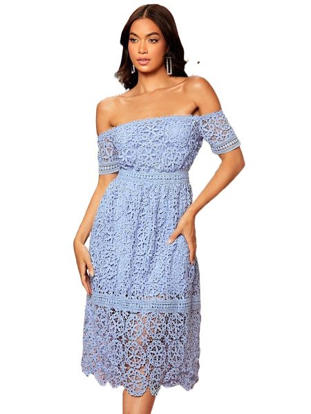 off the shoulder guipure lace bridesmaid dress j9ke#, Black;gray
off the shoulder guipure lace bridesmaid dress j9ke#, Black;gray