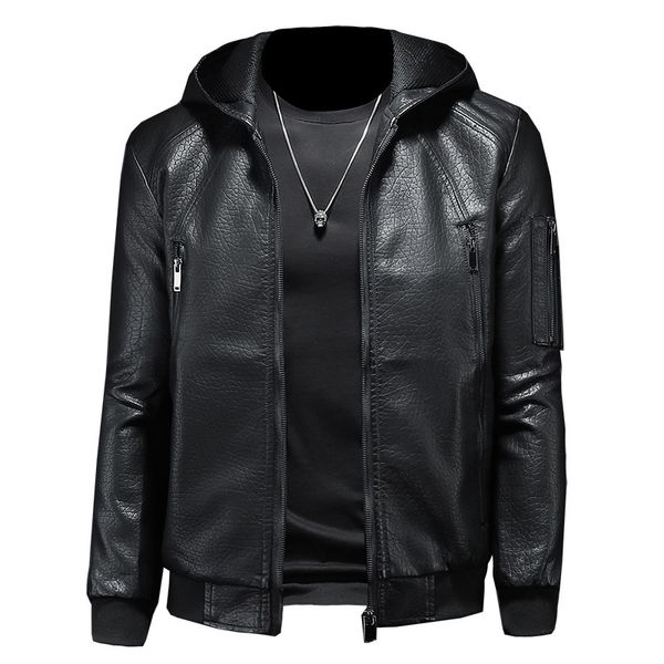 mens motorcycle leather jacket autumn winter hooded black windbreaker male outwear vintage faux leather jackets coats 220816, Black;brown
mens motorcycle leather jacket autumn winter hooded black windbreaker male outwear vintage faux leather jackets coats 220816, Black;brown