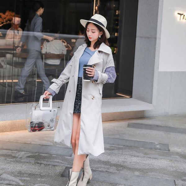 women's trench coats korean patchwork striped coat for women windbreaker lapel slim 2022 spring autumn windbreakers raincoat fashion, Tan;black
women's trench coats korean patchwork striped coat for women windbreaker lapel slim 2022 spring autumn windbreakers raincoat fashion, Tan;black
